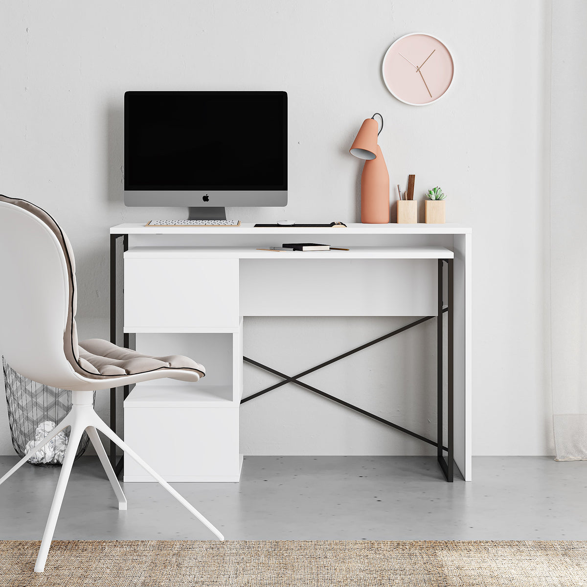 Decortieliving - Badau Multi Purpose Working Table – Modern 2-in-1 Desk with Storage for Home Office or Study