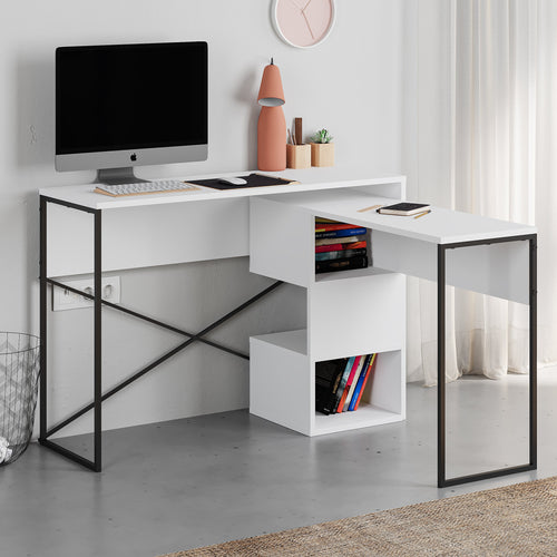 Decortieliving - Badau Multi Purpose Working Table – Modern 2-in-1 Desk with Storage for Home Office or Study