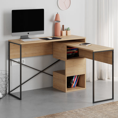 Decortieliving - Badau Multi Purpose Working Table – Modern 2-in-1 Desk with Storage for Home Office or Study