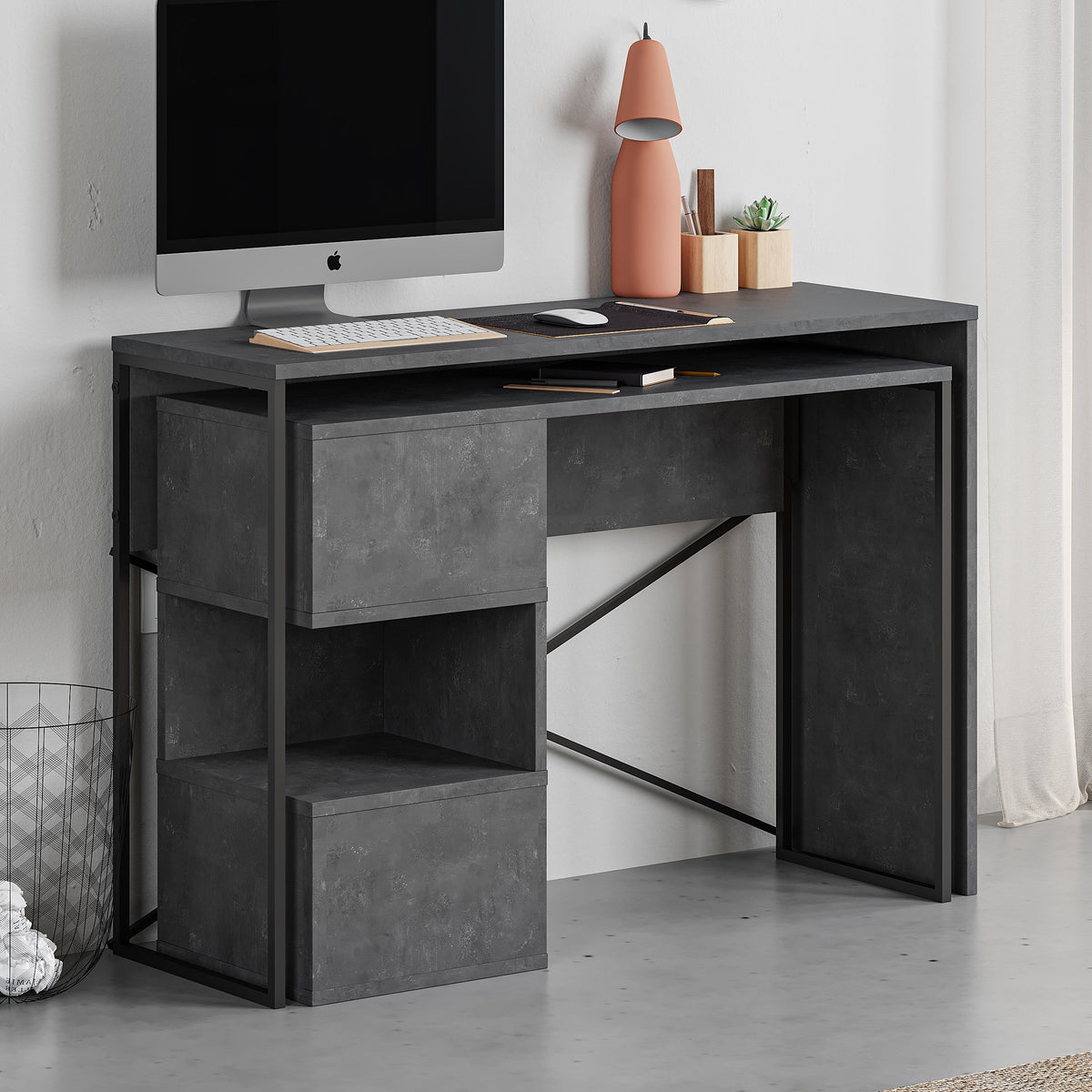 Decortieliving - Badau Multi Purpose Working Table – Modern 2-in-1 Desk with Storage for Home Office or Study