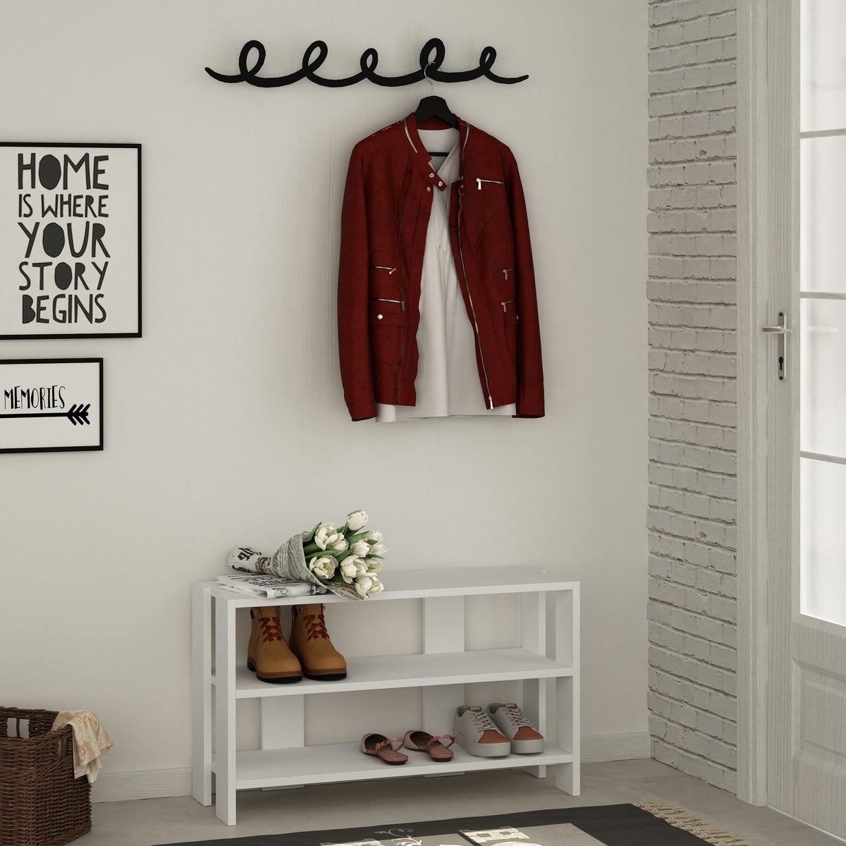 Decortieliving - Tono Modern Shoe Rack With Hanger