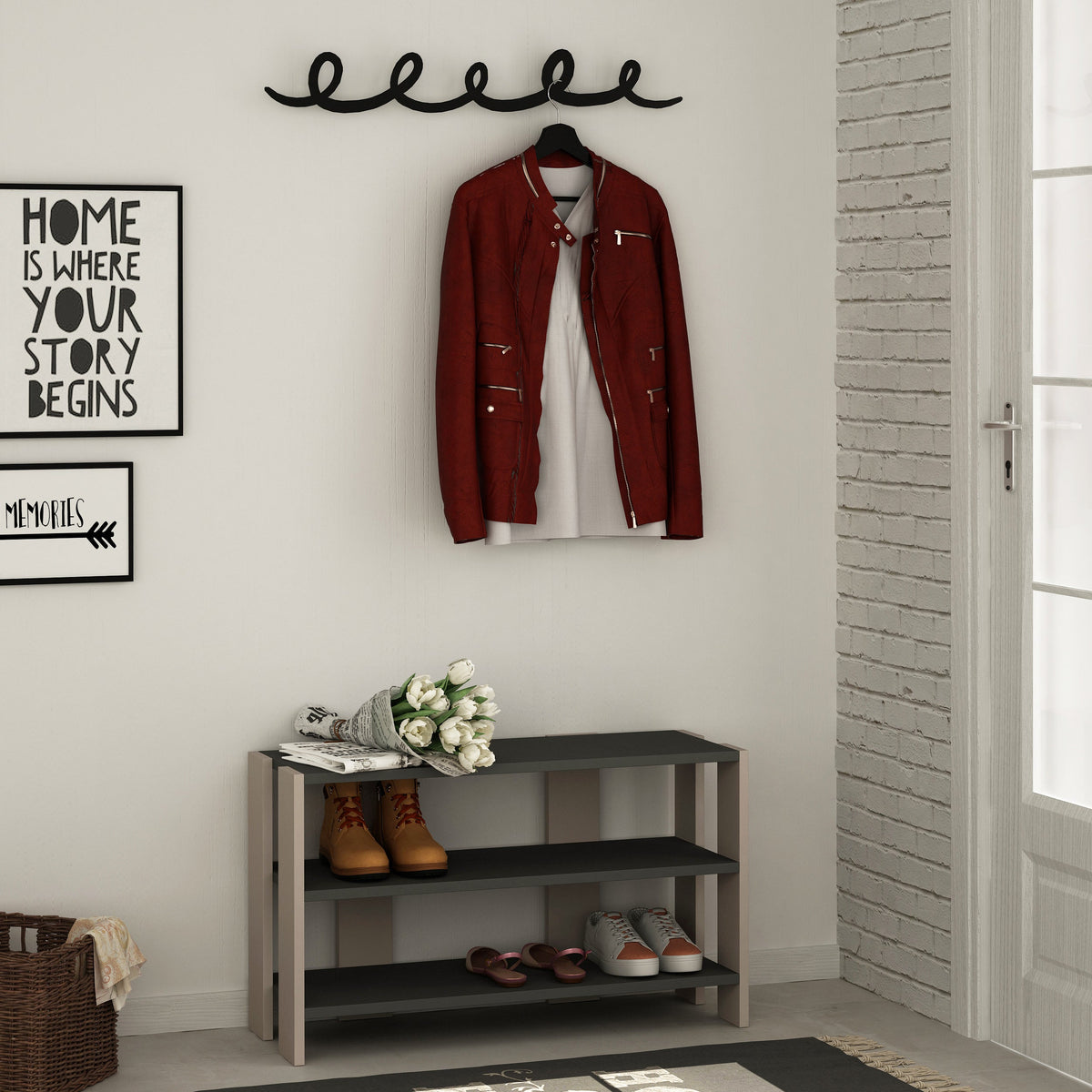 Decortieliving - Tono Modern Shoe Rack With Hanger