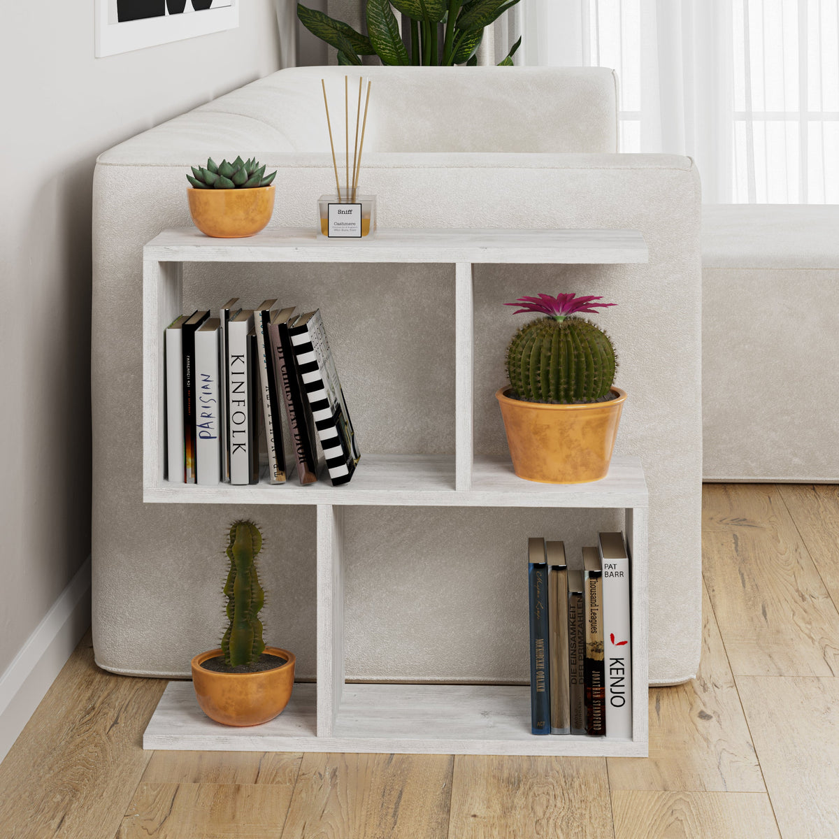 Decortieliving - Homemania Modern Side Table with 4 Open Shelves