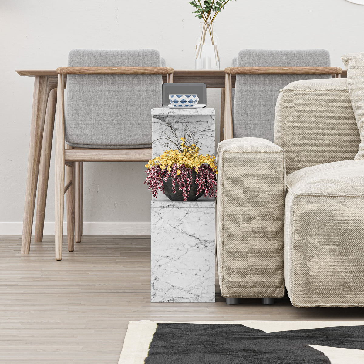 Decortieliving - Homemania Modern Side Table with 4 Open Shelves