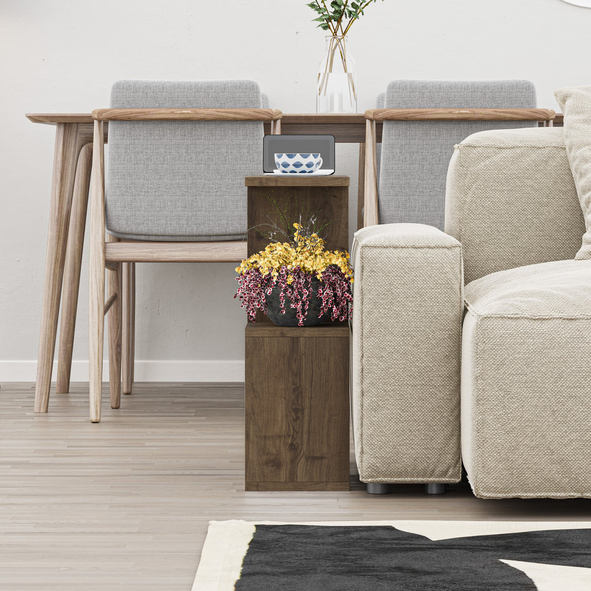 Decortieliving - Homemania Modern Side Table with 4 Open Shelves