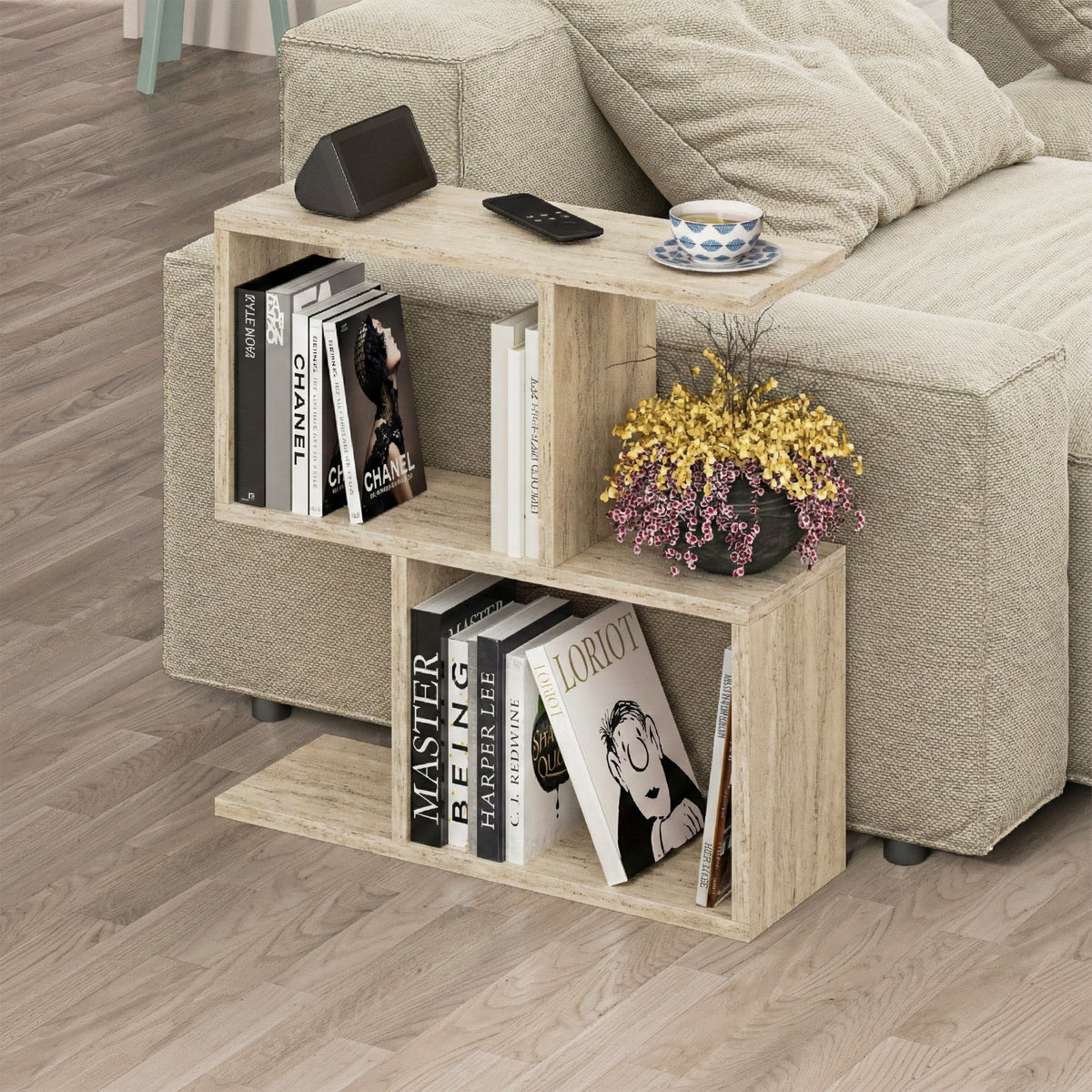 Decortieliving - Homemania Modern Side Table with 4 Open Shelves