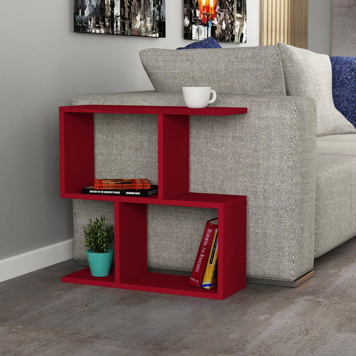 Decortieliving - Homemania Modern Side Table with 4 Open Shelves