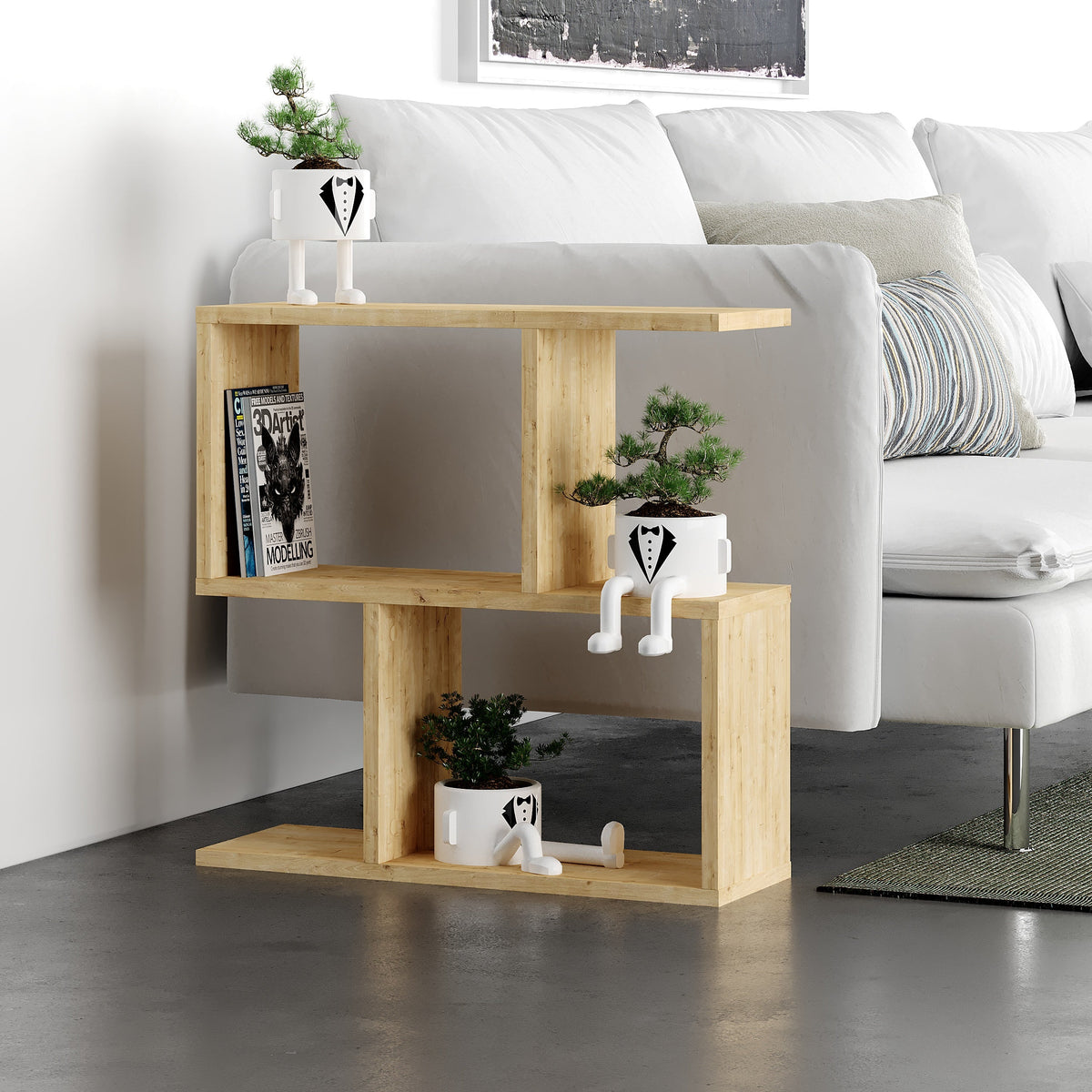 Decortieliving - Homemania Modern Side Table with 4 Open Shelves
