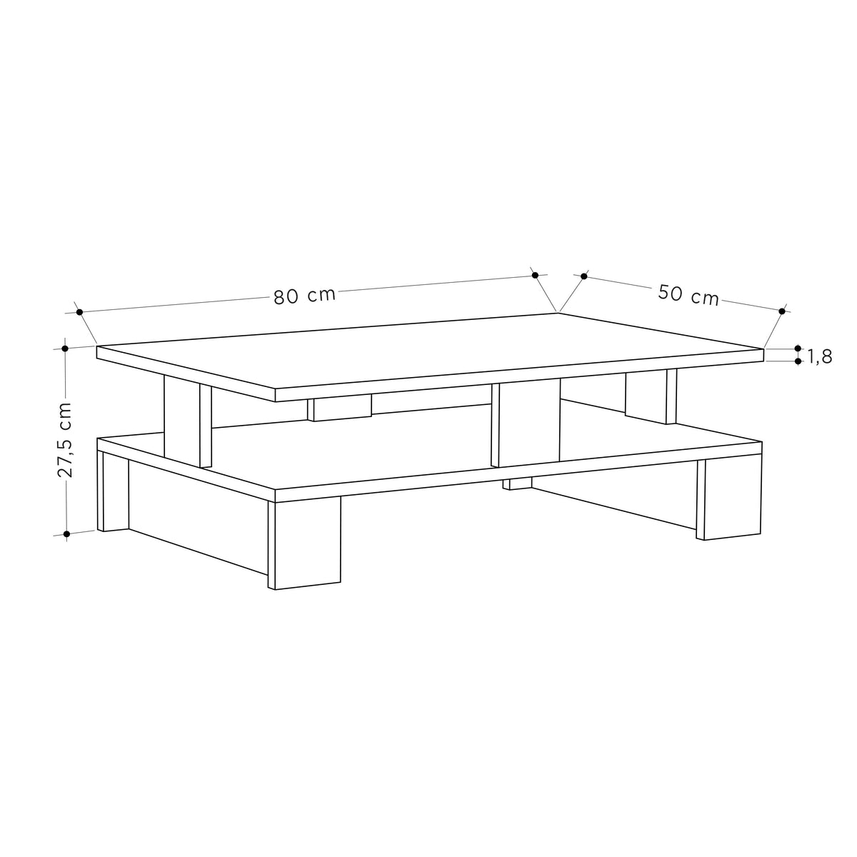 Decortieliving - Mansu Modern Coffee Table Multipurpose H 27.5cm