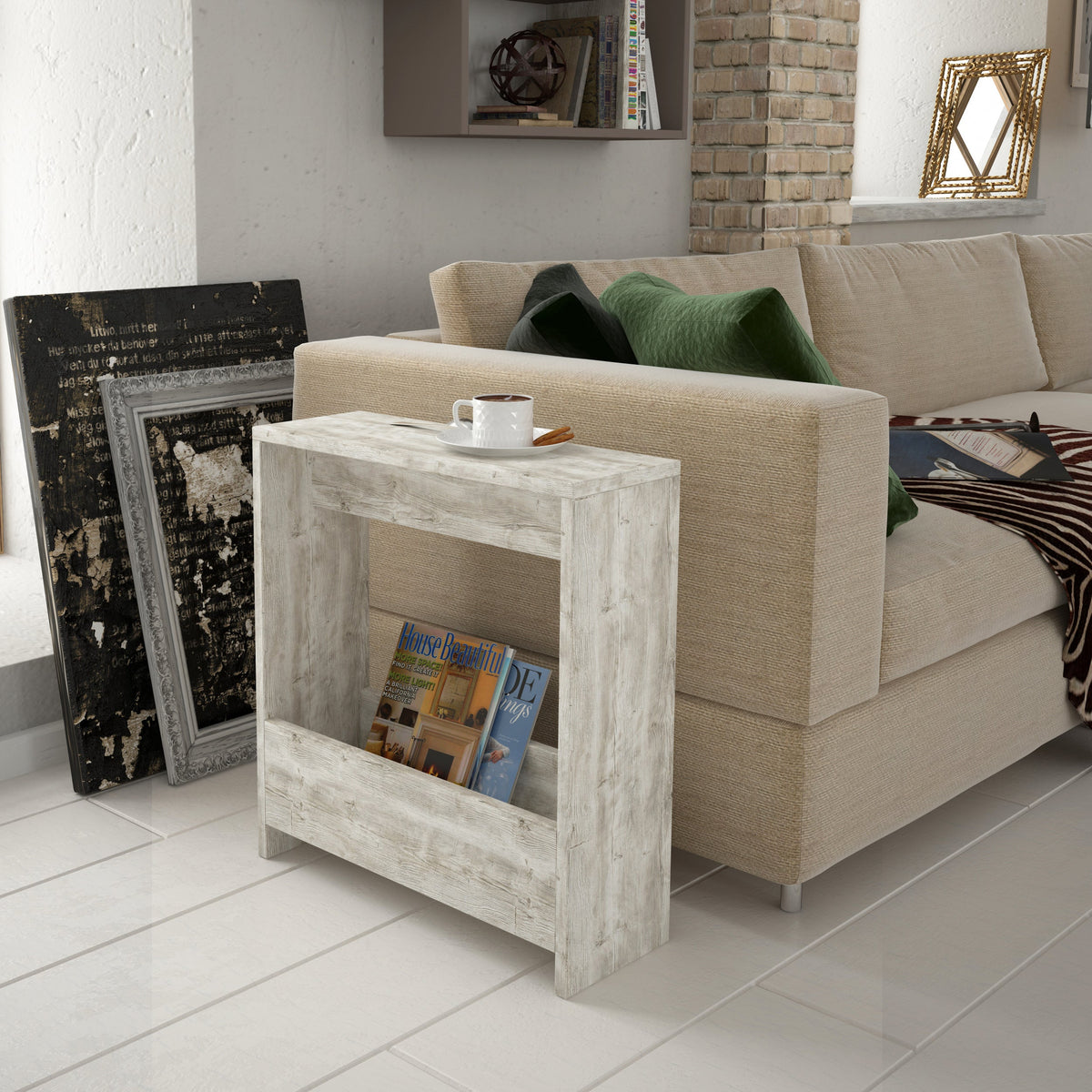 Decortieliving - Simpi Side Table with Magazine Rack – Compact Modern End Table for Small Spaces