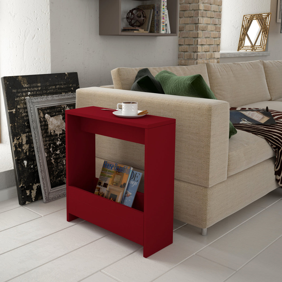 Decortieliving - Simpi Side Table with Magazine Rack – Compact Modern End Table for Small Spaces