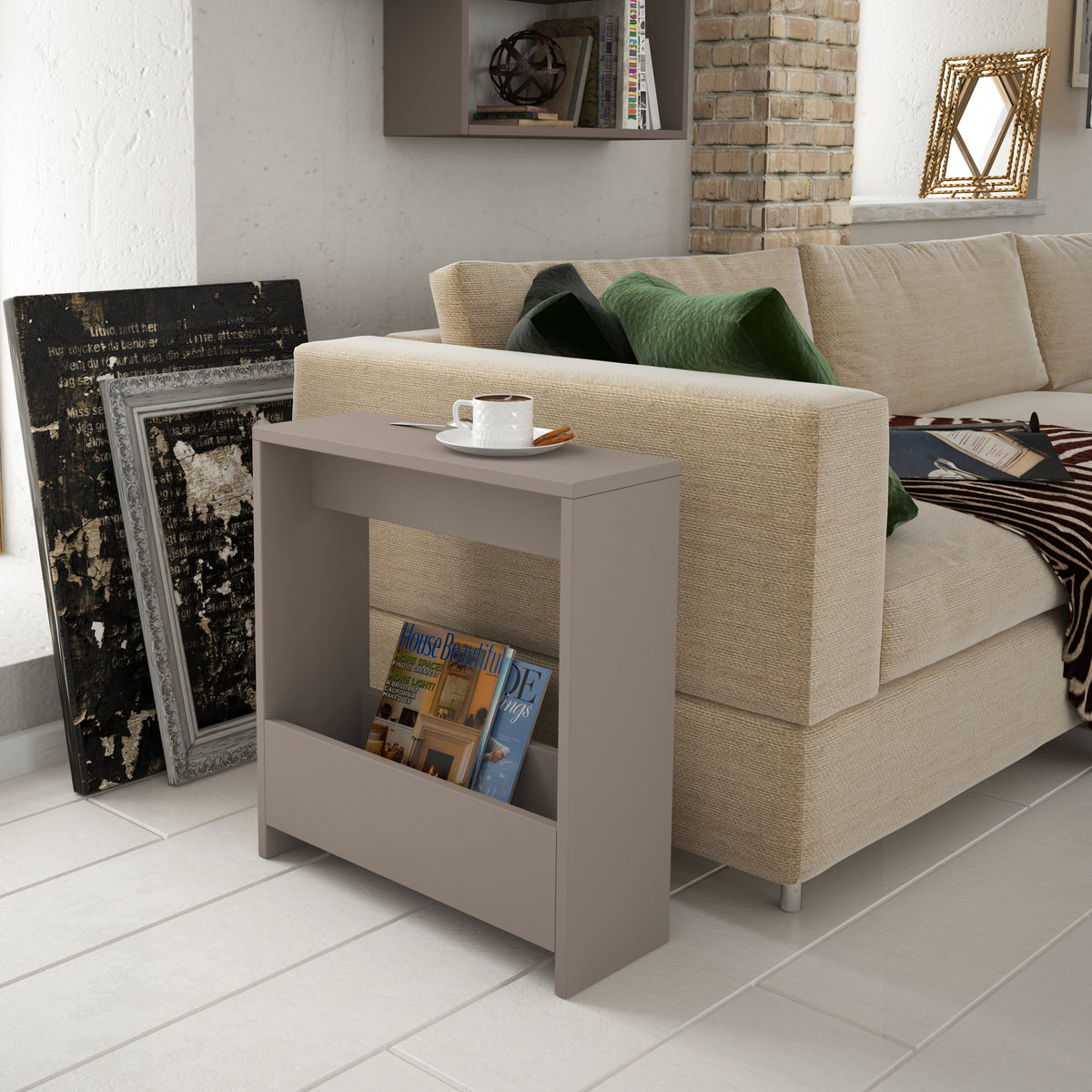 Decortieliving - Simpi Side Table with Magazine Rack – Compact Modern End Table for Small Spaces