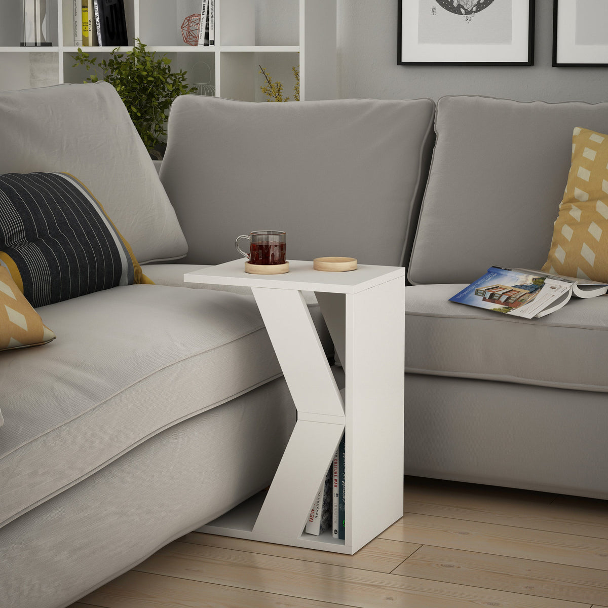 Decortieliving - Naze Modern C Shape Table Multipurpose H 57cm