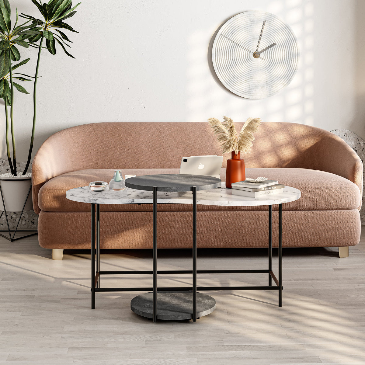 Decortieliving - Cuddle Coffee Table - Modern 2-piece Nested Set