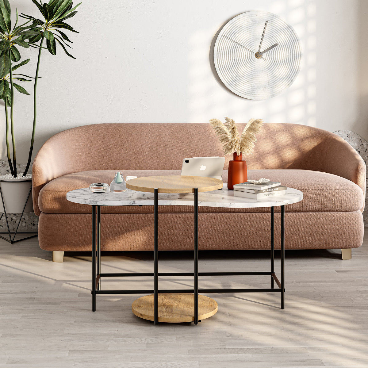 Decortieliving - Cuddle Coffee Table - Modern 2-piece Nested Set