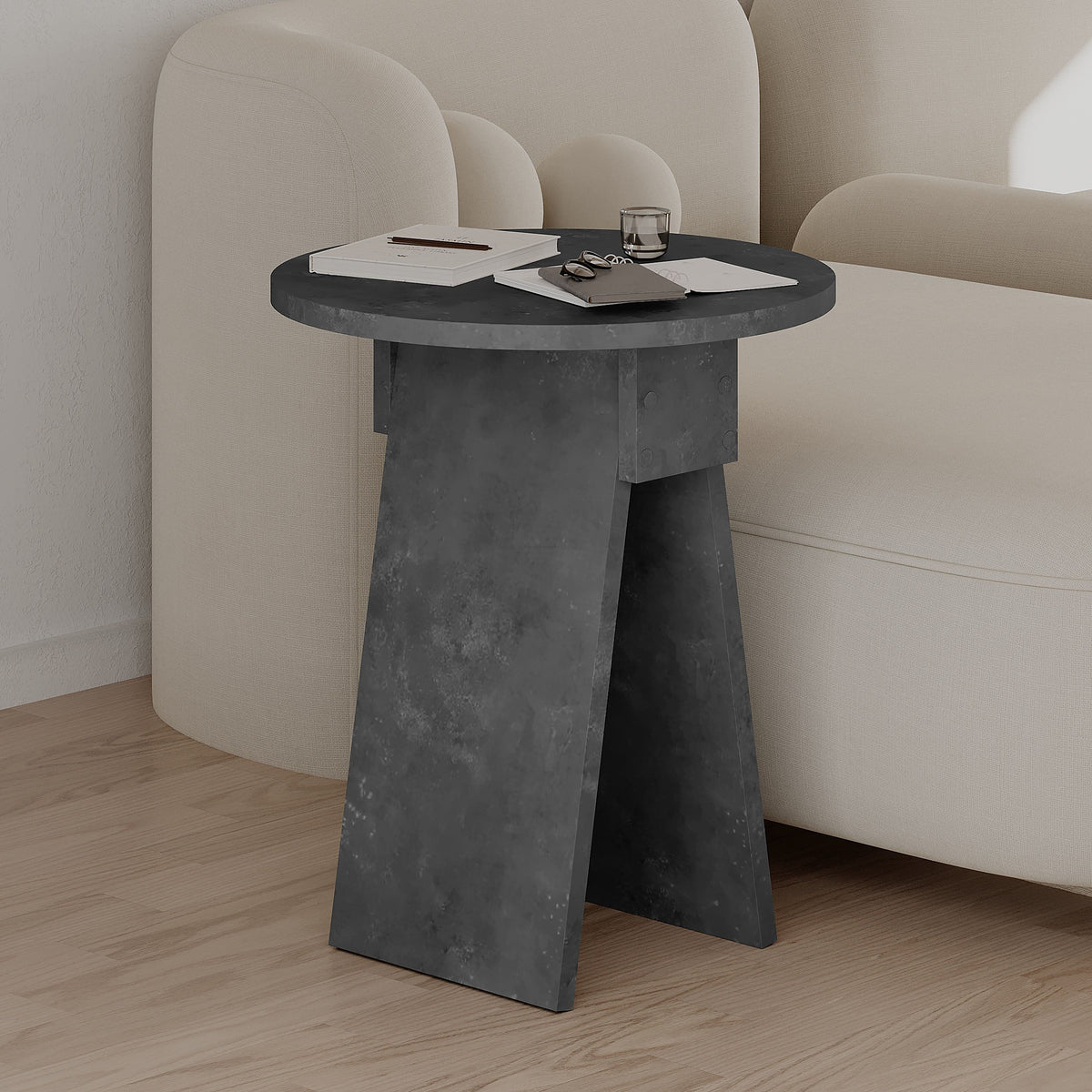 Decortieliving - Chen Side Table – Modern Round Accent Table for Living Room, Bedroom or Entryway