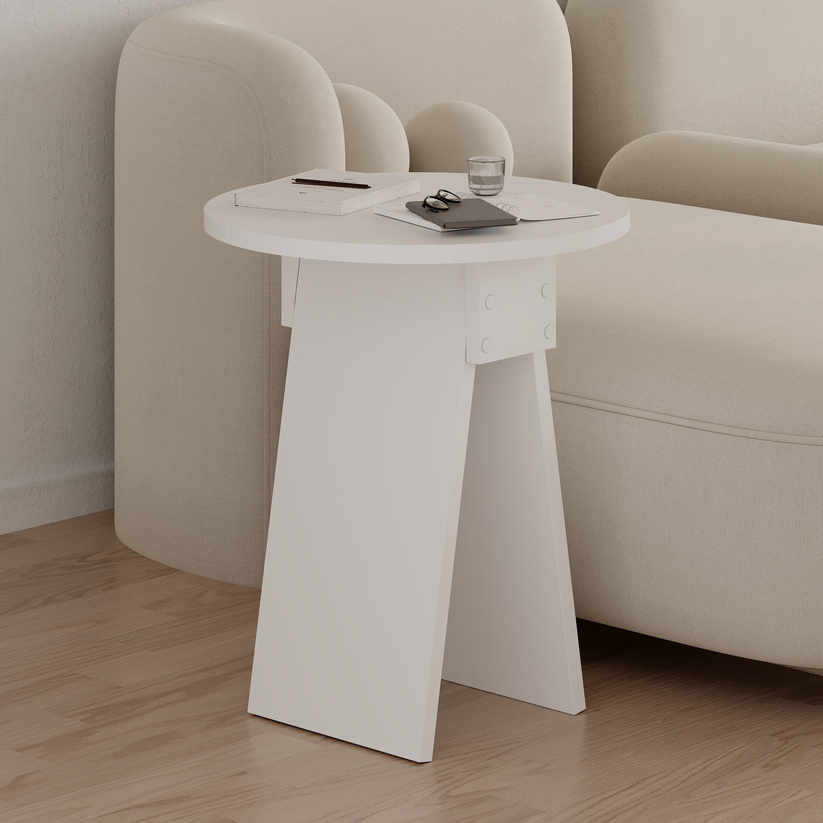 Decortieliving - Chen Side Table – Modern Round Accent Table for Living Room, Bedroom or Entryway