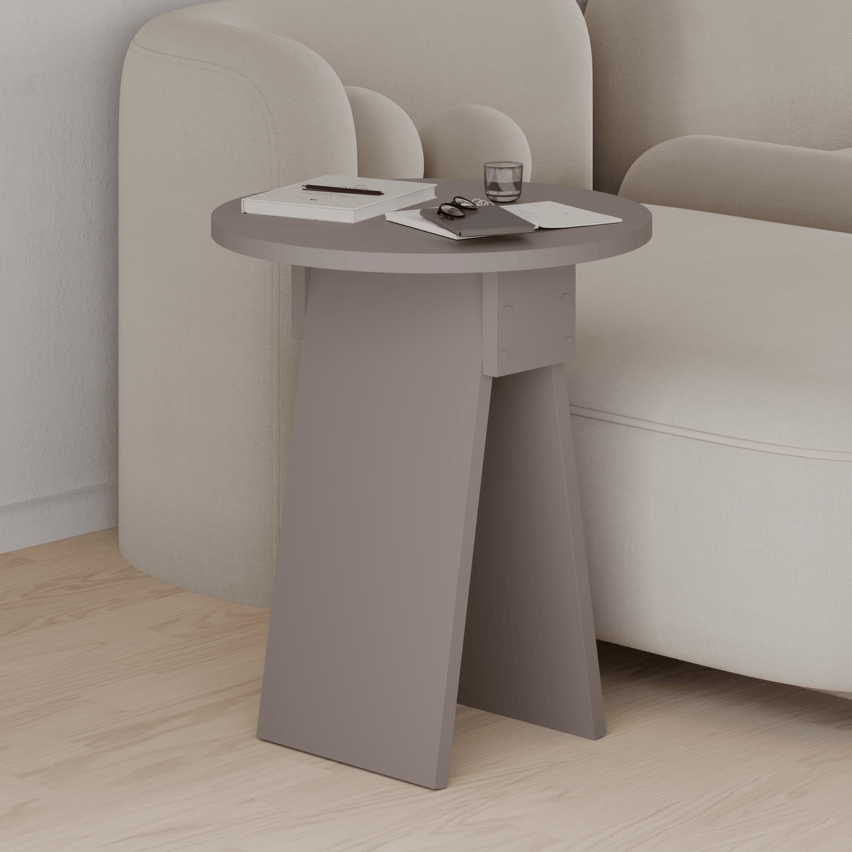 Decortieliving - Chen Side Table – Modern Round Accent Table for Living Room, Bedroom or Entryway