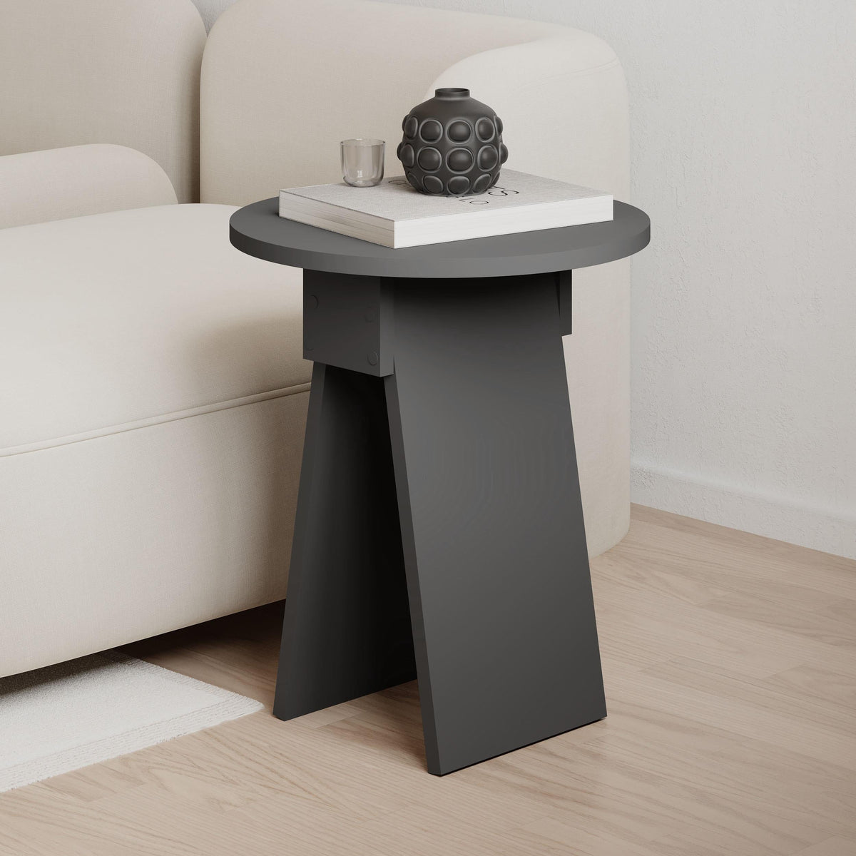 Decortieliving - Chen Side Table – Modern Round Accent Table for Living Room, Bedroom or Entryway
