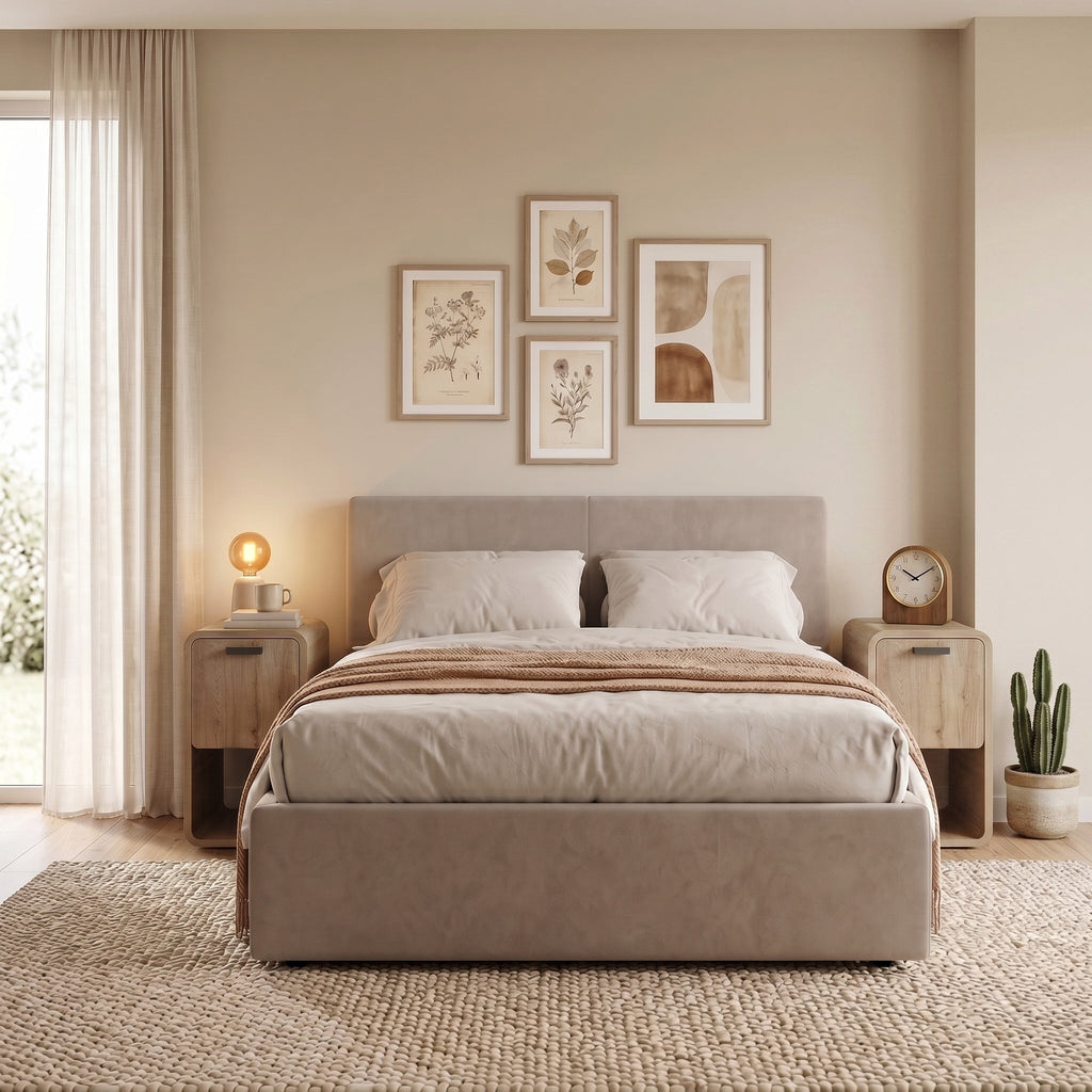 Decortieliving - Rovel Bedside Table Natural Oak with Storage