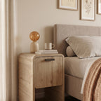 Decortieliving - Rovel Bedside Table Natural Oak with Storage
