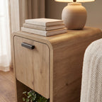 Decortieliving - Rovel Bedside Table Natural Oak with Storage