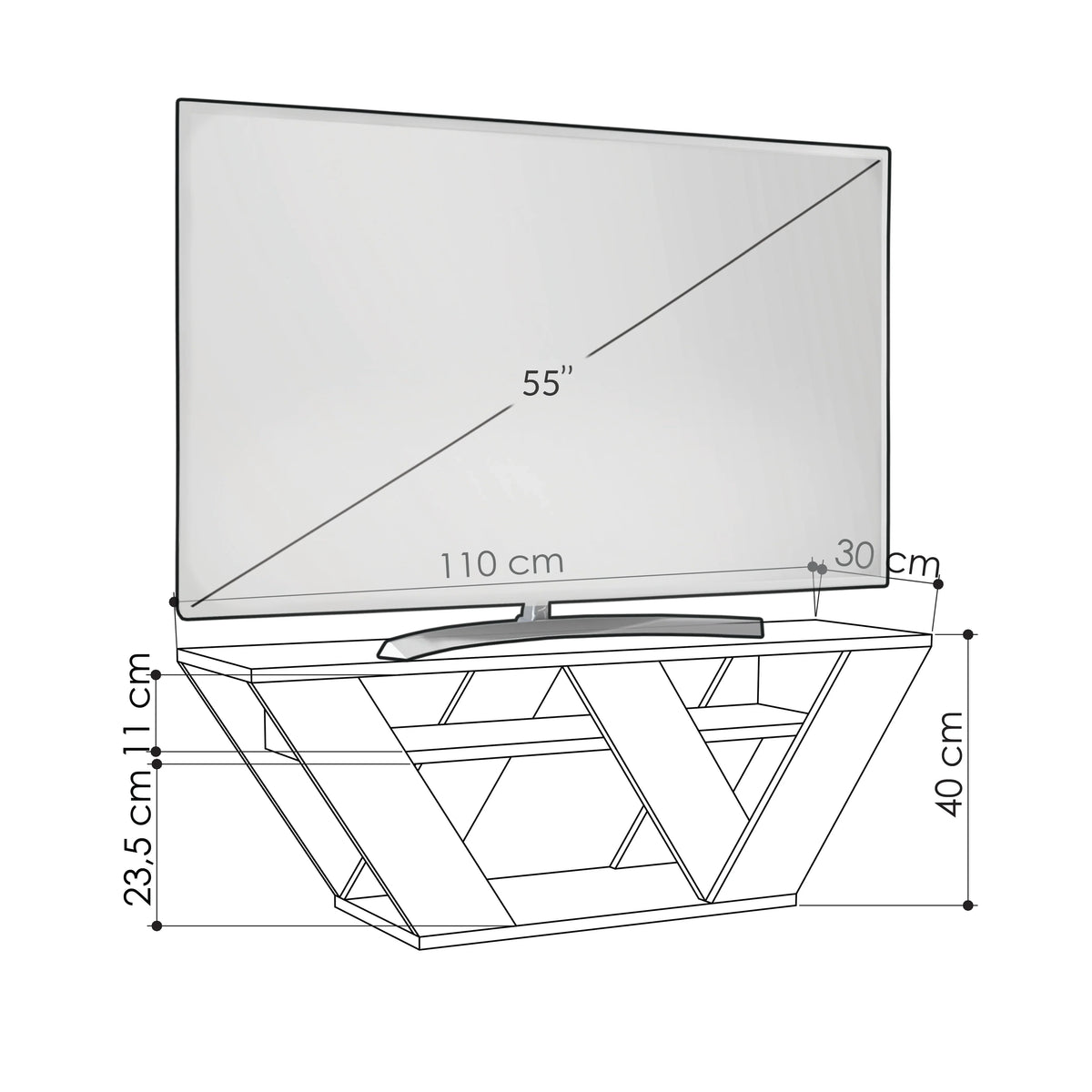 Decortieliving - Pipralla Modern TV Stand 110 cm