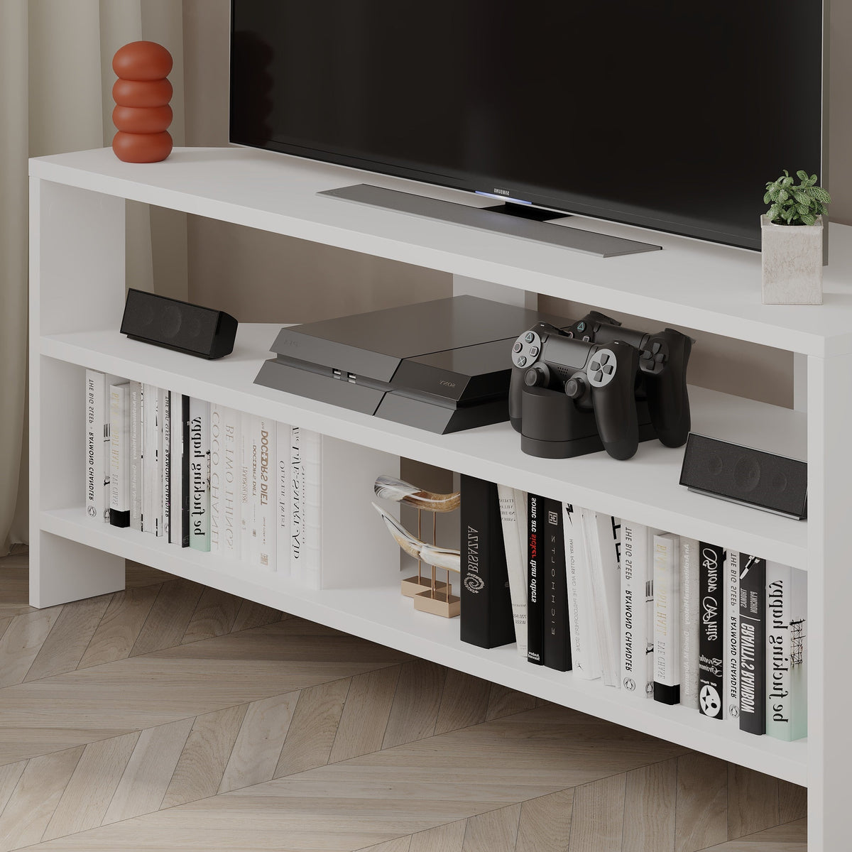 Decortieliving - Thales Corner Modern TV Stand Multimedia Centre Corner 110cm