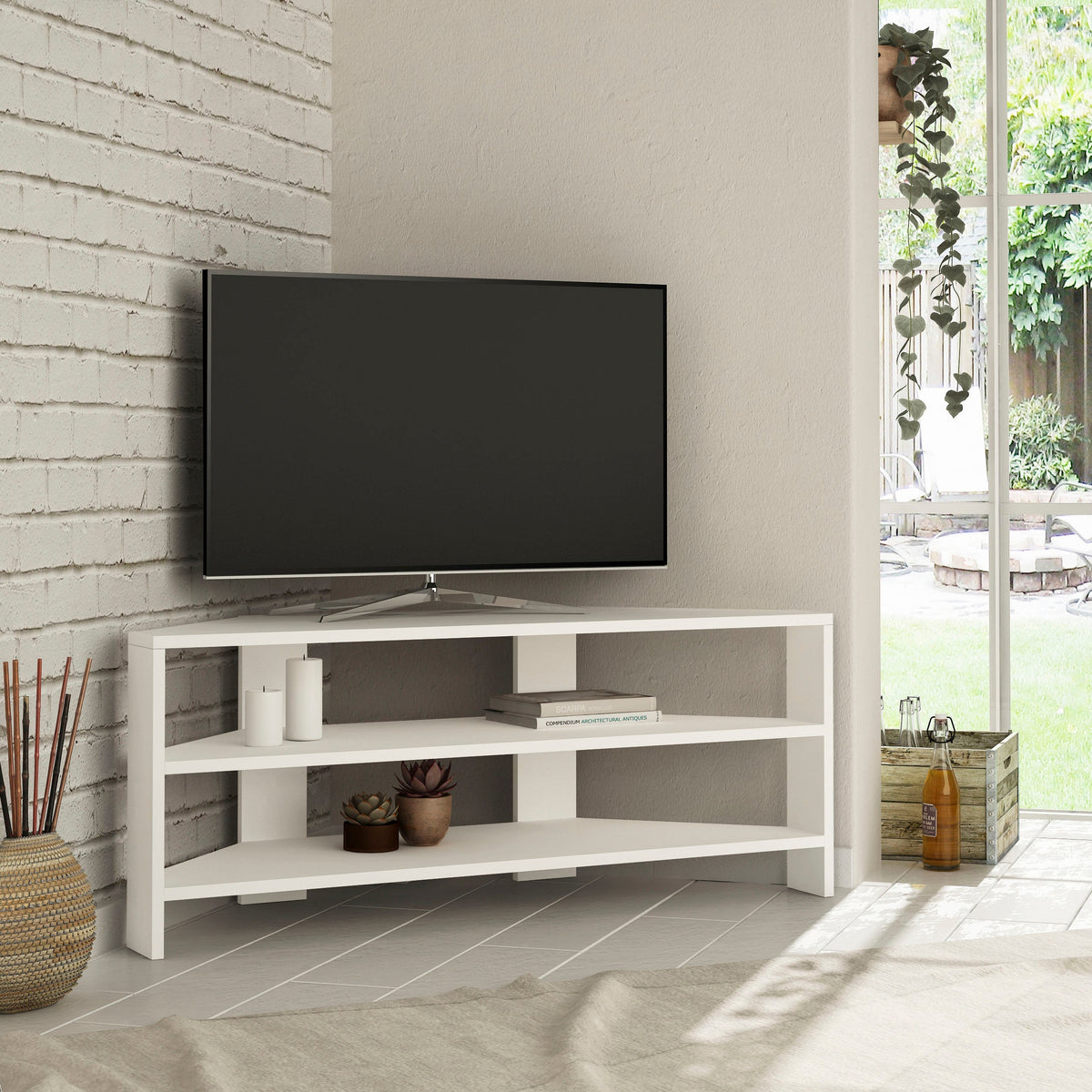 Decortieliving - Thales Corner Modern TV Stand Multimedia Centre Corner 110cm