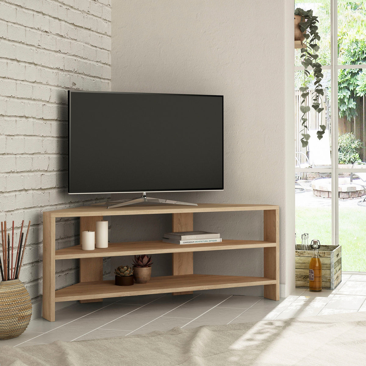 Decortieliving - Thales Corner Modern TV Stand Multimedia Centre Corner 110cm