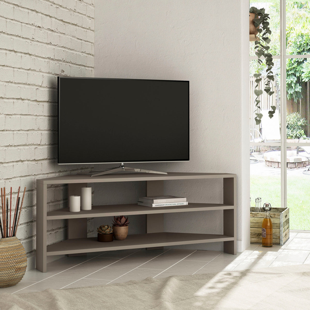 Decortieliving - Thales Corner Modern TV Stand Multimedia Centre Corner 110cm