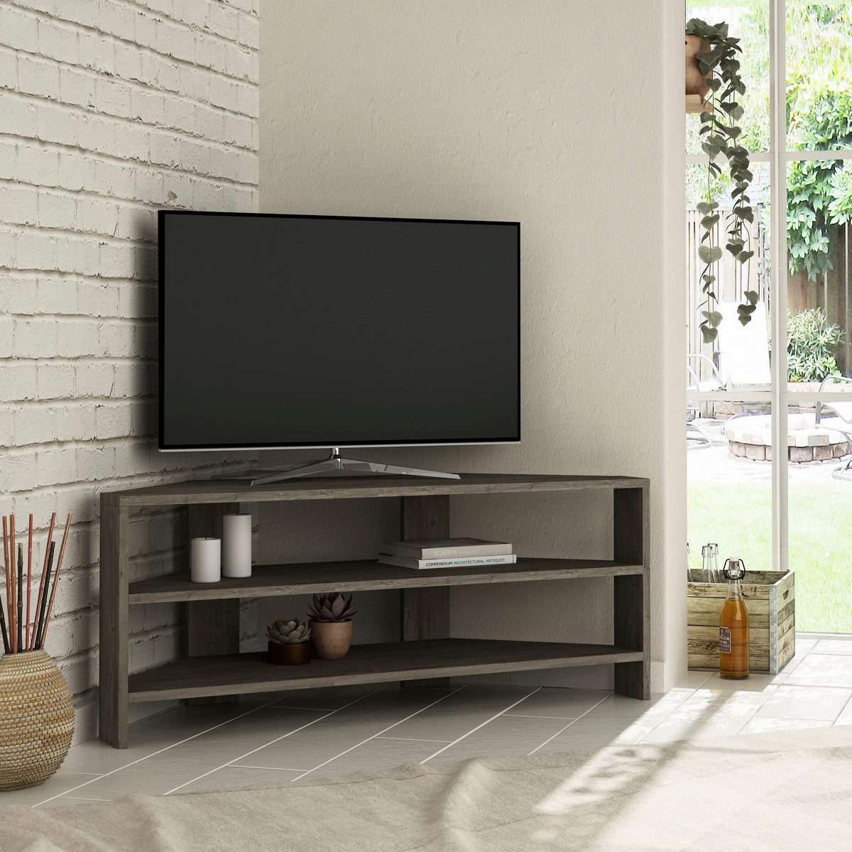 Decortieliving - Thales Corner Modern TV Stand Multimedia Centre Corner 110cm