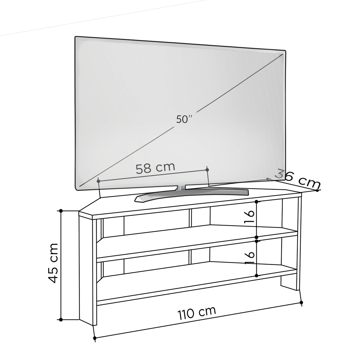 Decortieliving - Thales Corner Modern TV Stand Multimedia Centre Corner 110cm