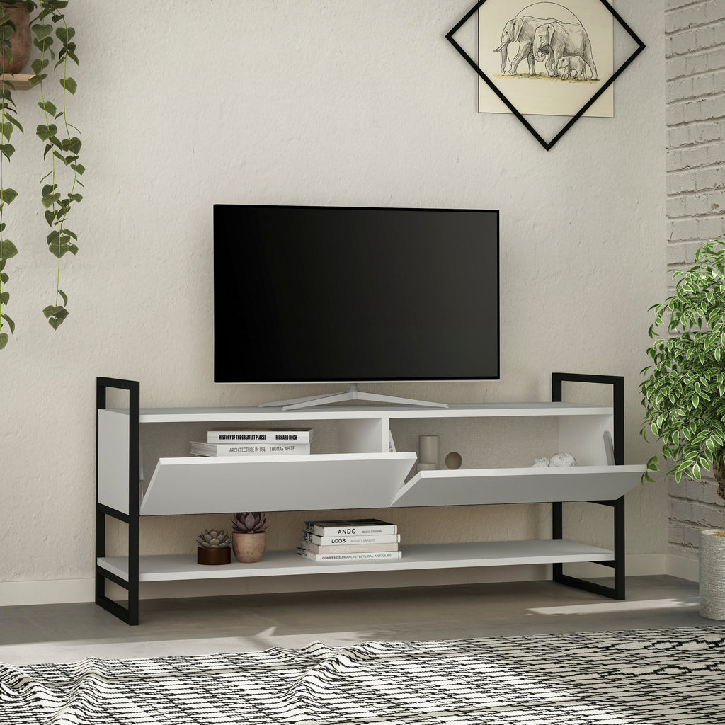 Decortieliving - Metola Modern TV Stand Multimedia Stand TV Unit With Storage Cabinet 130cm