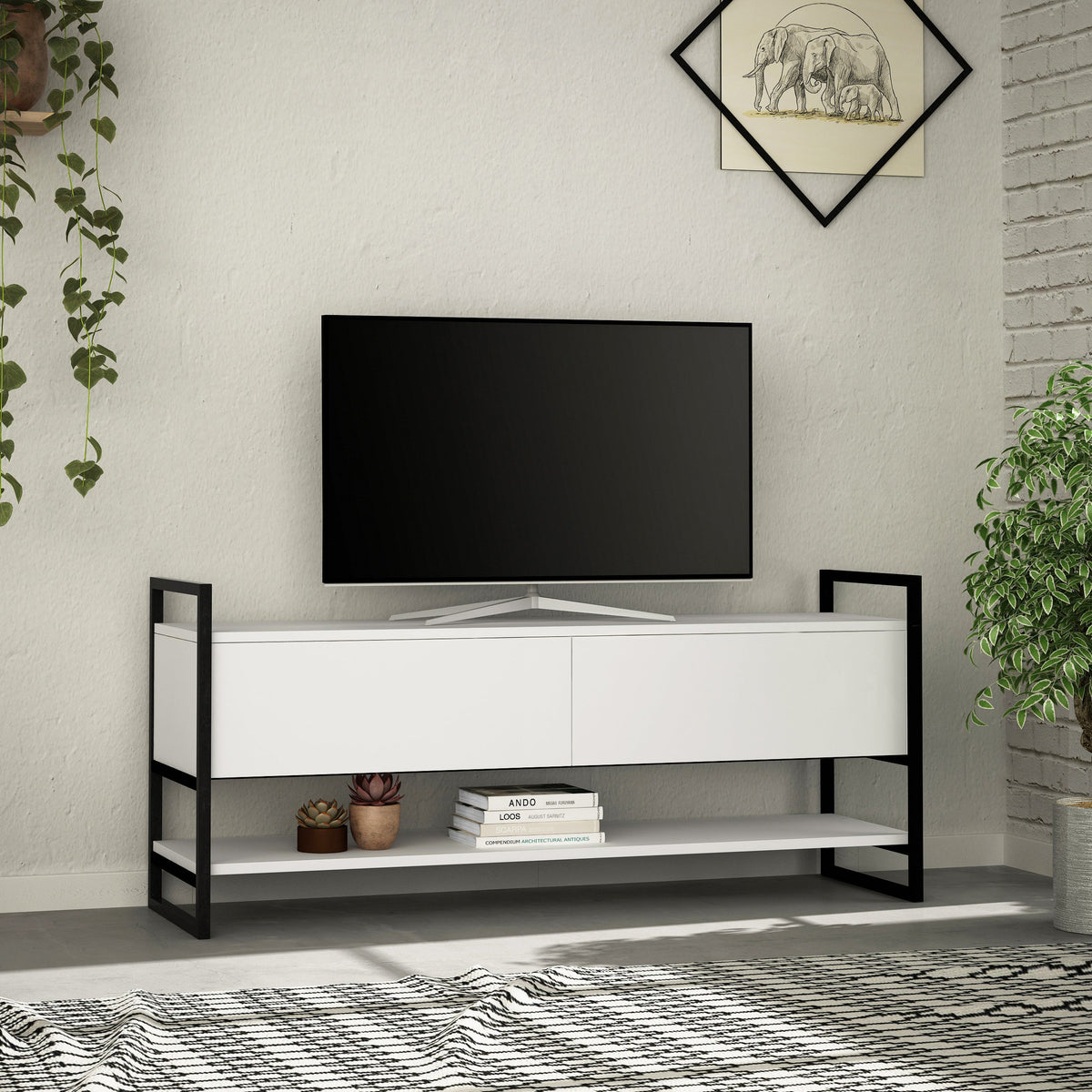 Decortieliving - Metola Modern TV Stand Multimedia Stand TV Unit With Storage Cabinet 130cm