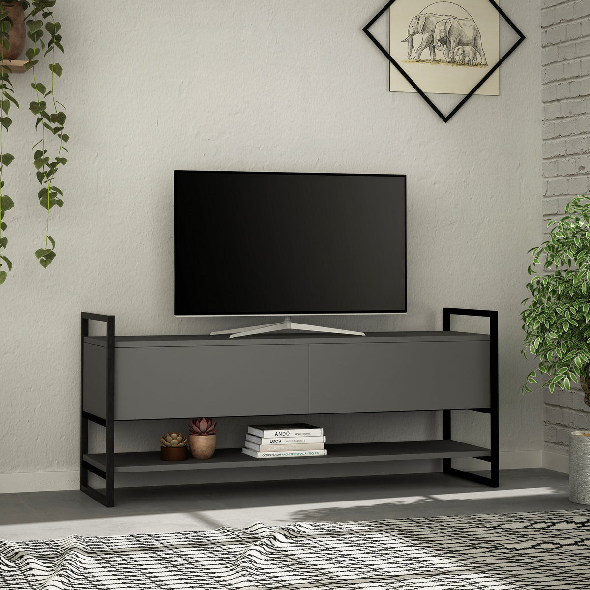 Decortieliving - Metola Modern TV Stand Multimedia Stand TV Unit With Storage Cabinet 130cm