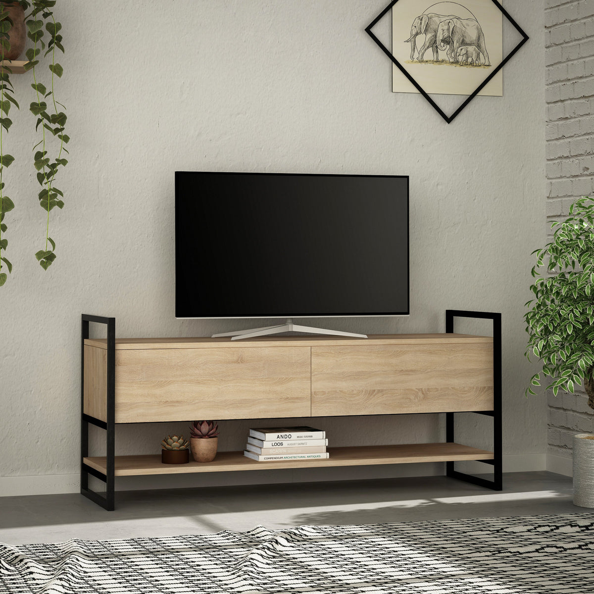 Decortieliving - Metola Modern TV Stand Multimedia Stand TV Unit With Storage Cabinet 130cm