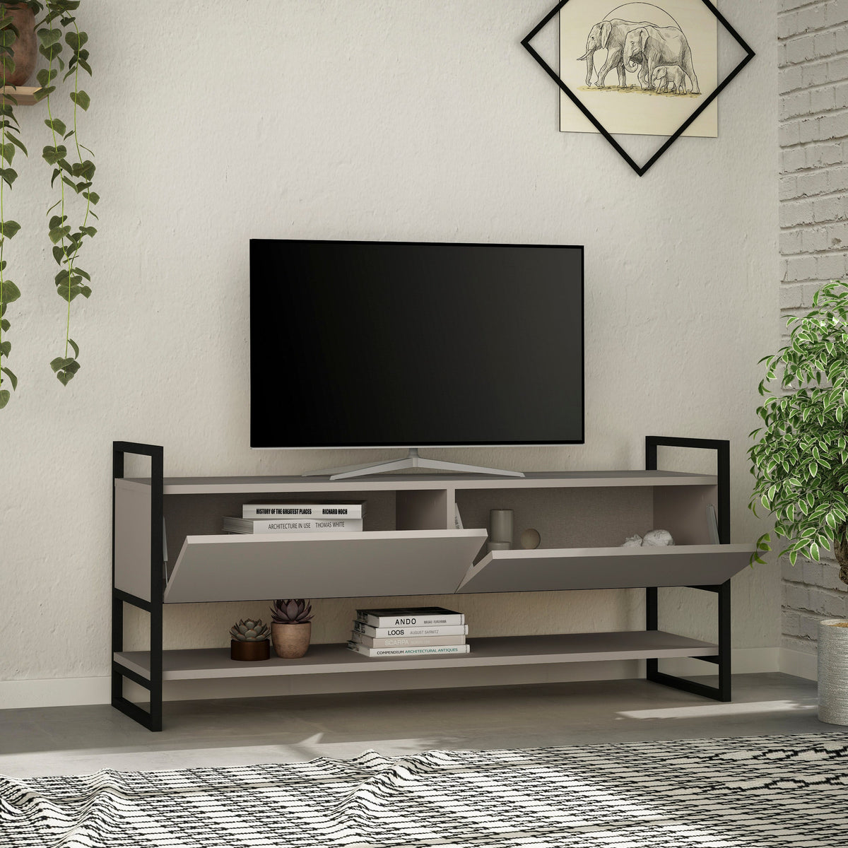 Decortieliving - Metola Modern TV Stand Multimedia Stand TV Unit With Storage Cabinet 130cm