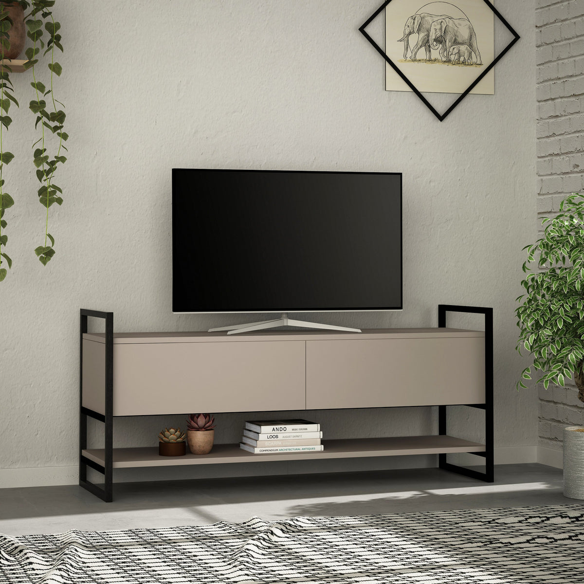 Decortieliving - Metola Modern TV Stand Multimedia Stand TV Unit With Storage Cabinet 130cm