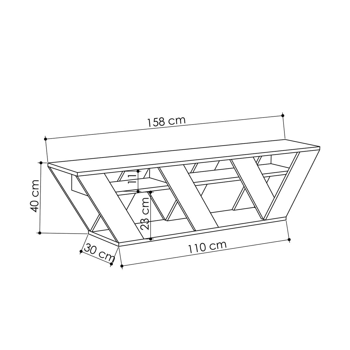 Decortieliving - Ralla Modern TV Stand Multimedia Centre With Shelves 158cm