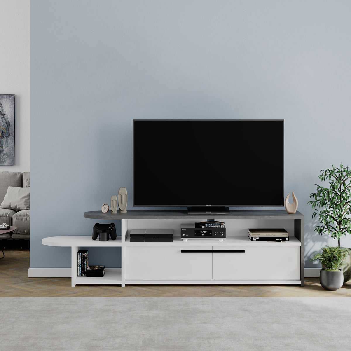 Decortieliving - Lyra Modern TV Stand Multimedia Centre TV Unit With Storage Cabinet 167cm