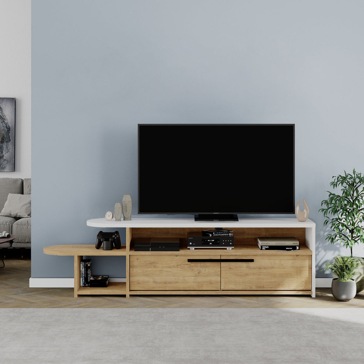 Decortieliving - Lyra Modern TV Stand Multimedia Centre TV Unit With Storage Cabinet 167cm