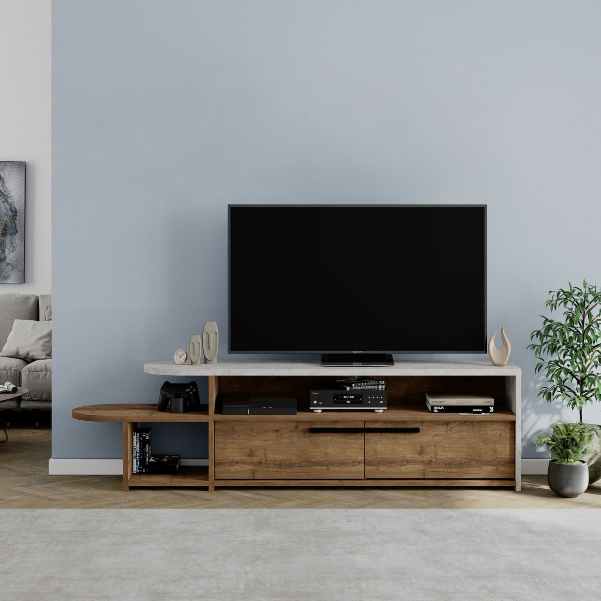 Decortieliving - Lyra Modern TV Stand Multimedia Centre TV Unit With Storage Cabinet 167cm
