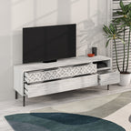 Decortieliving - Heaton Modern TV Stand Multimedia Centre TV Unit With Storage Cabinet 144.6cm
