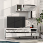 Decortieliving - Heaton Modern Tv Unit With Storage And Wall Shelf 144.6cm