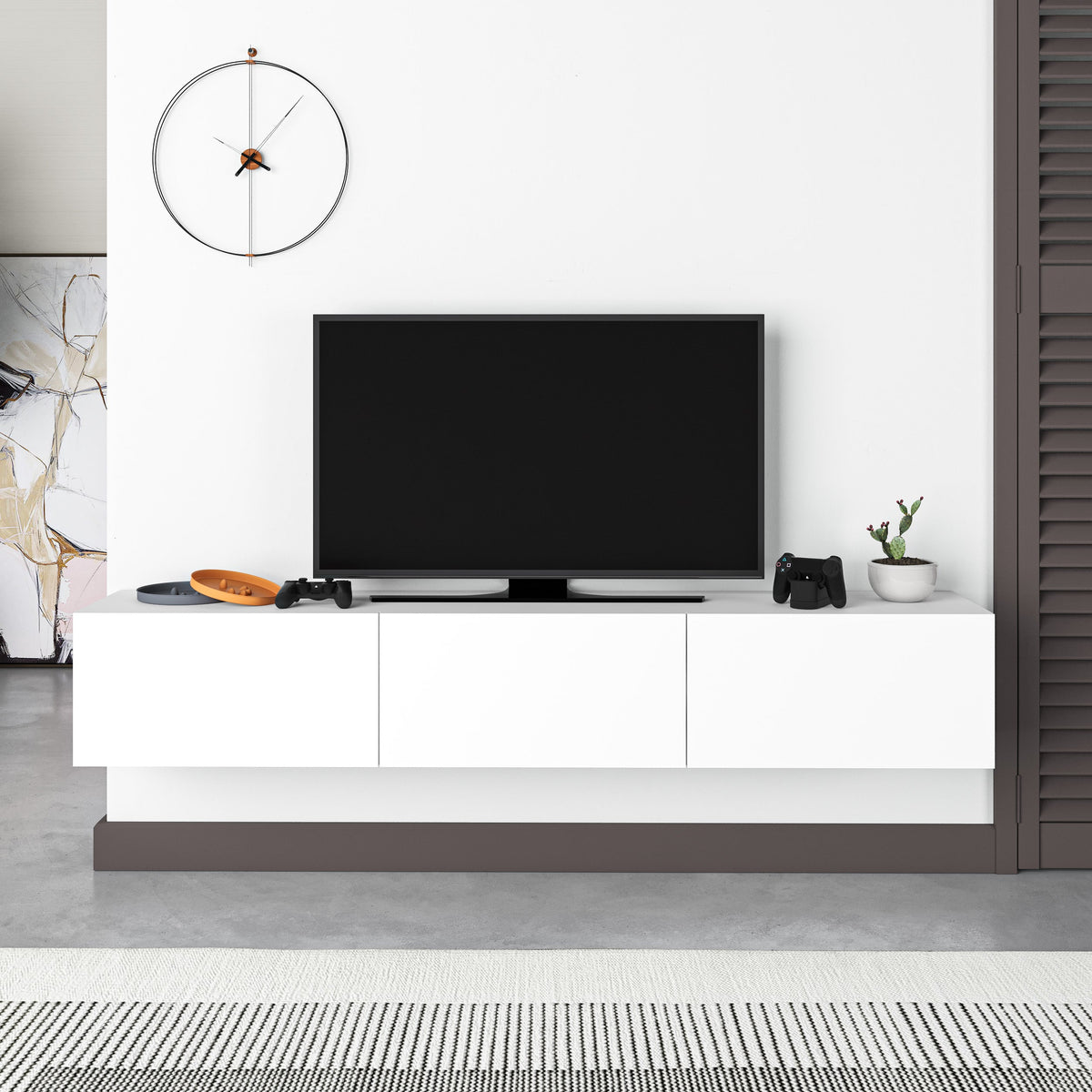 Decortieliving - Francy Modern Tv Unit - Wall Mounted - 3 Compartments - 180 cm