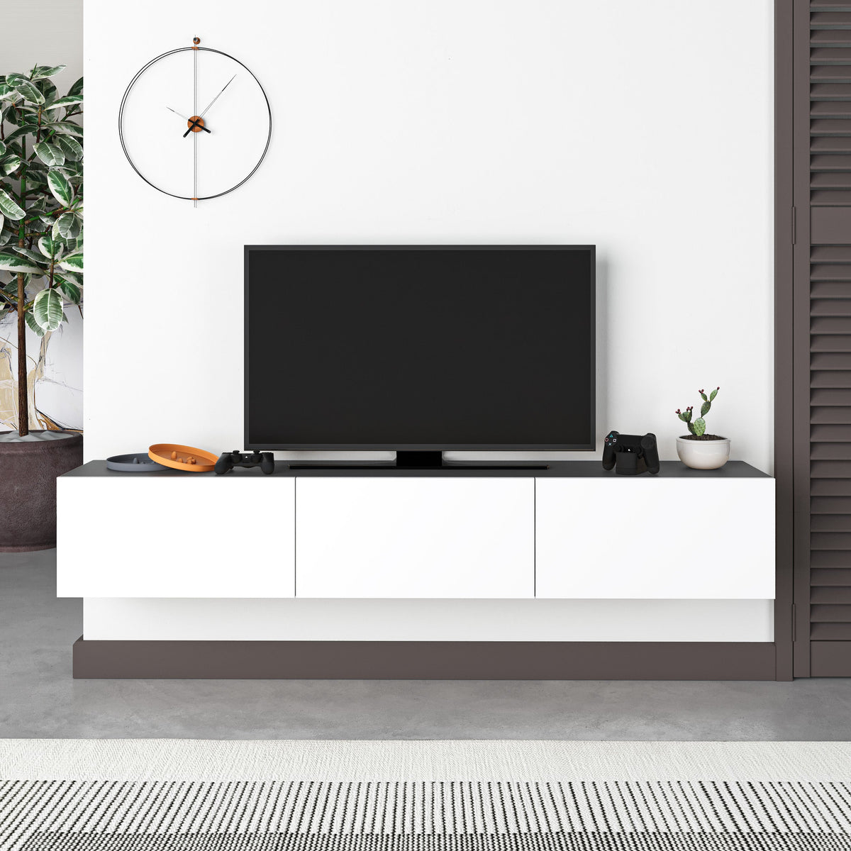 Decortieliving - Francy Modern Tv Unit - Wall Mounted - 3 Compartments - 180 cm