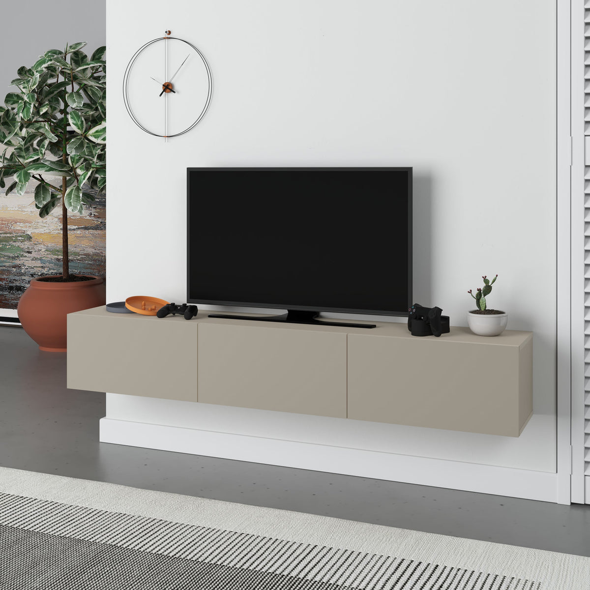 Decortieliving - Francy Modern Tv Unit - Wall Mounted - 3 Compartments - 180 cm