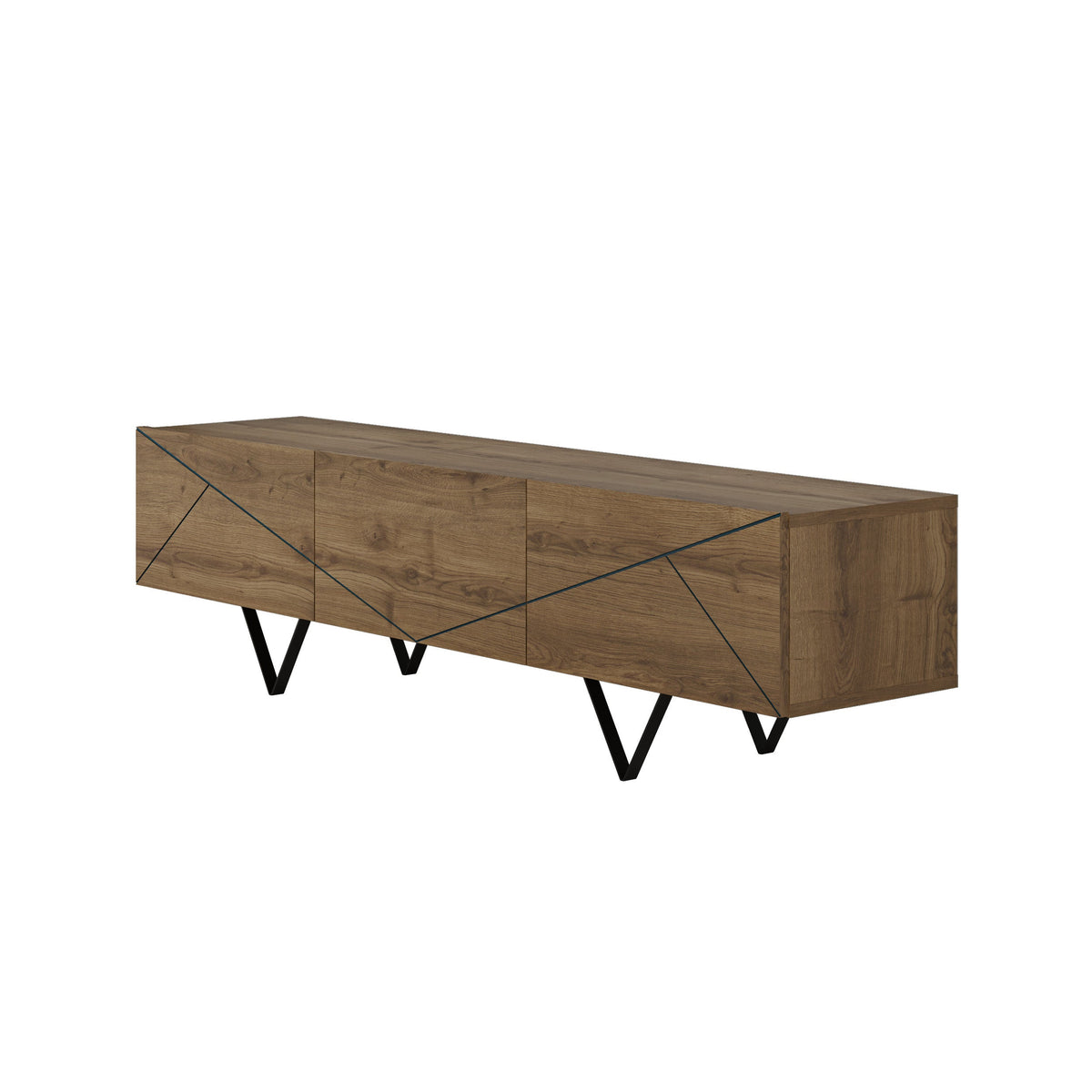 Decortieliving - Jakomen TV Cabinet 3D 160cm - Dark Oak