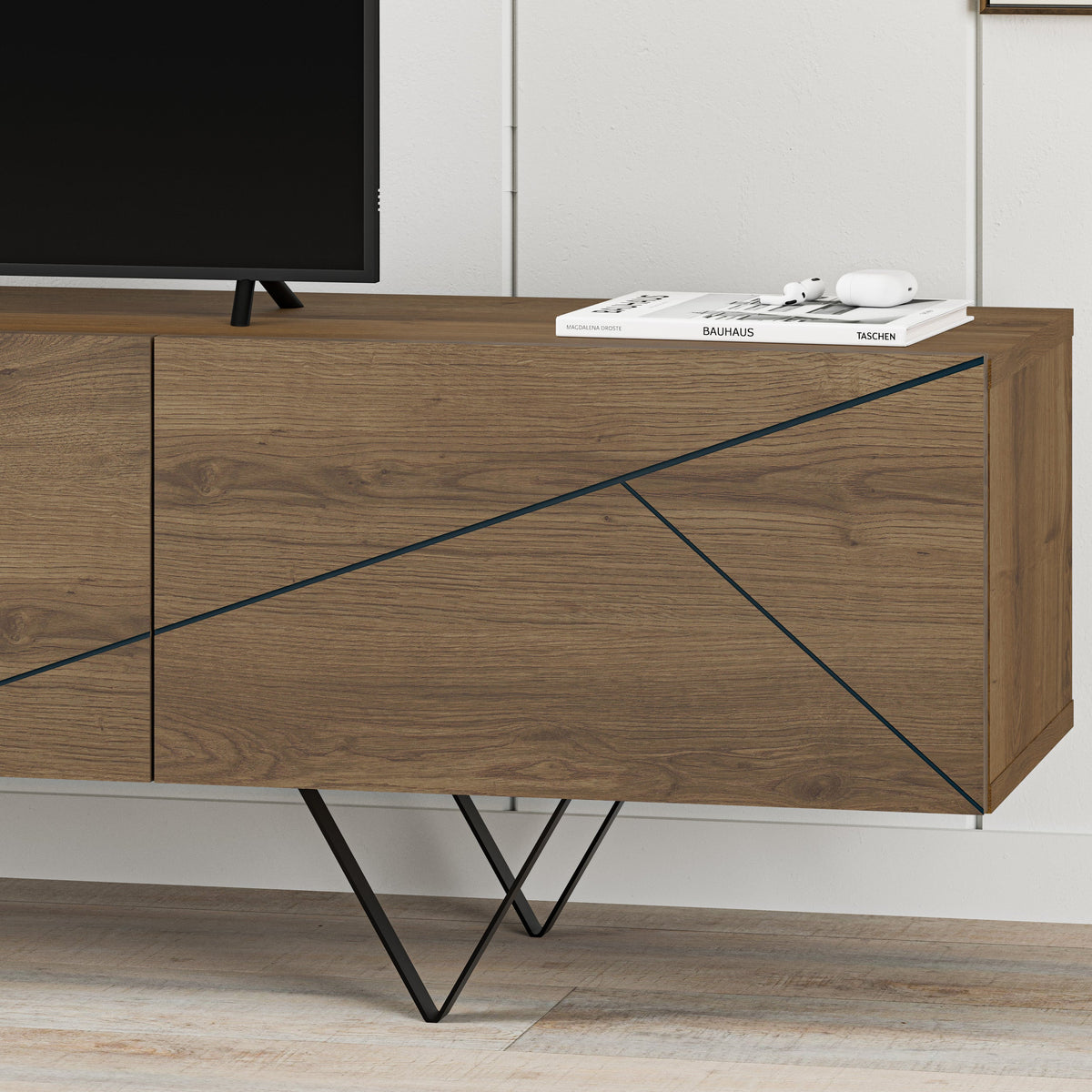 Decortieliving - Jakomen TV Cabinet 3D 160cm - Dark Oak